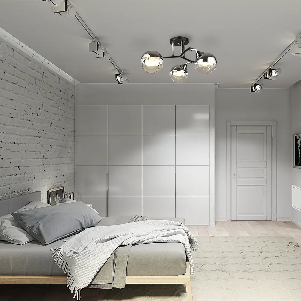 Люстра потолочная Присси 3 лампы, 9 м², цвет чёрный/хром СЕМЬ ОГНЕЙ STLM-2109912 - Вид №8