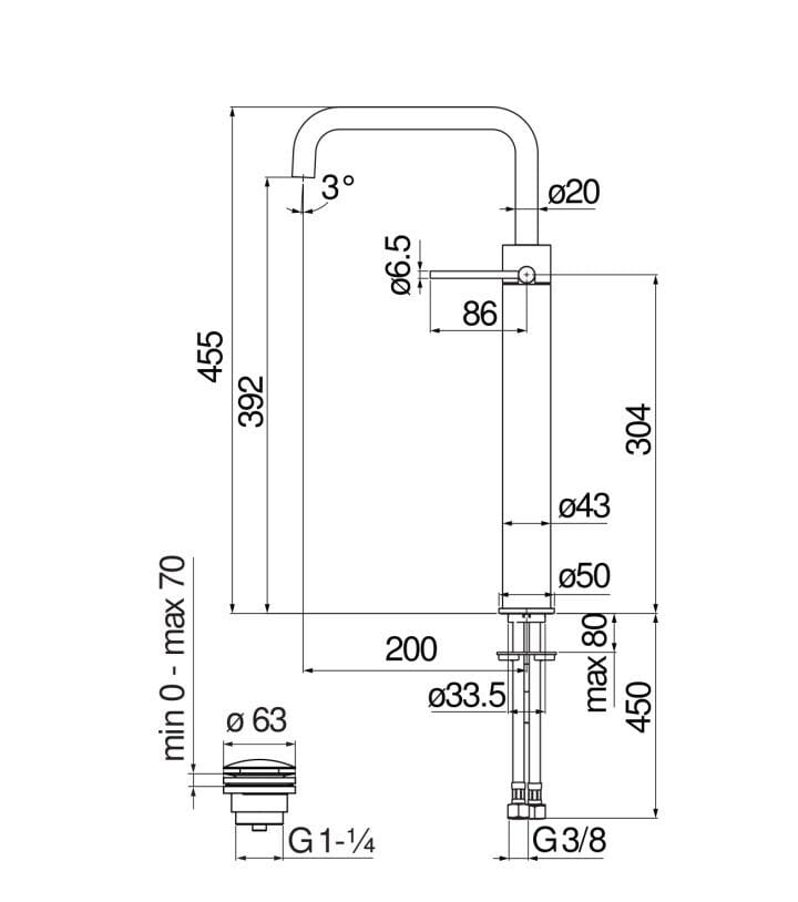Высокий смеситель для раковины с аэратором Nobili Velis ARCH-00100293 - Вид №8