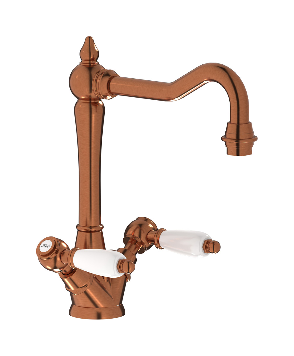 Смеситель для раковины на 1 отверстие с 2 ручками в комплекте с донным клапаном. WE ARE IB hl205rr_2 Antique Copper Hermes