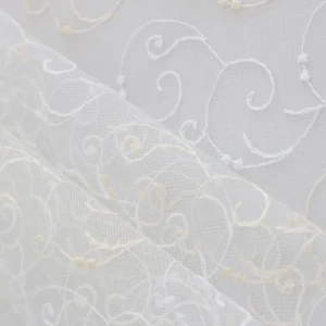 Тюль 1 м/п Вышивка 908831 сетка 280 см цвет бежевый