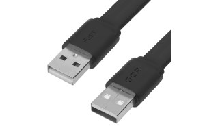 18722658 Плоский морозостойкий кабель USB 2.0 PROF 2.0m AM/AM, черный, 28/24 AWG, VIVUMI7M-BС-2.0m GCR