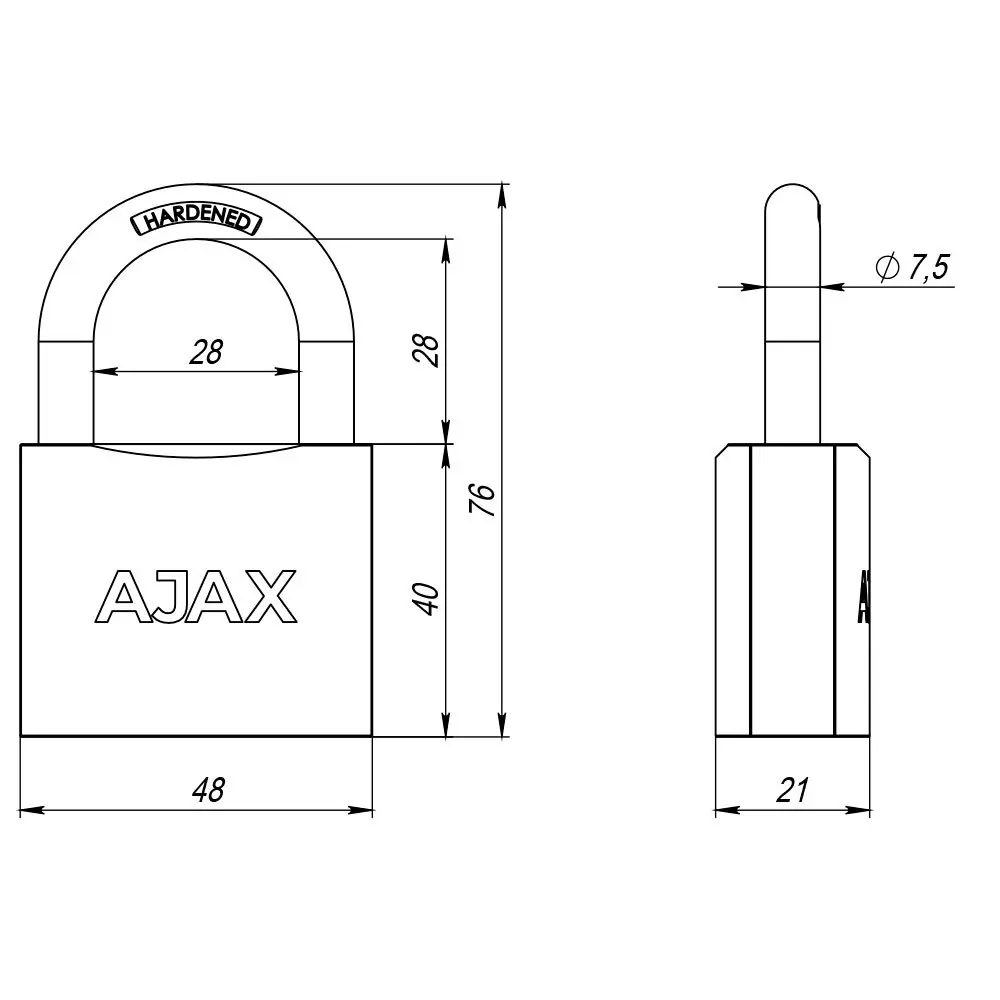 Замок навесной Ajax PD-0150 40x28 мм чугун 3 шт STLM-2194683 - Вид №2