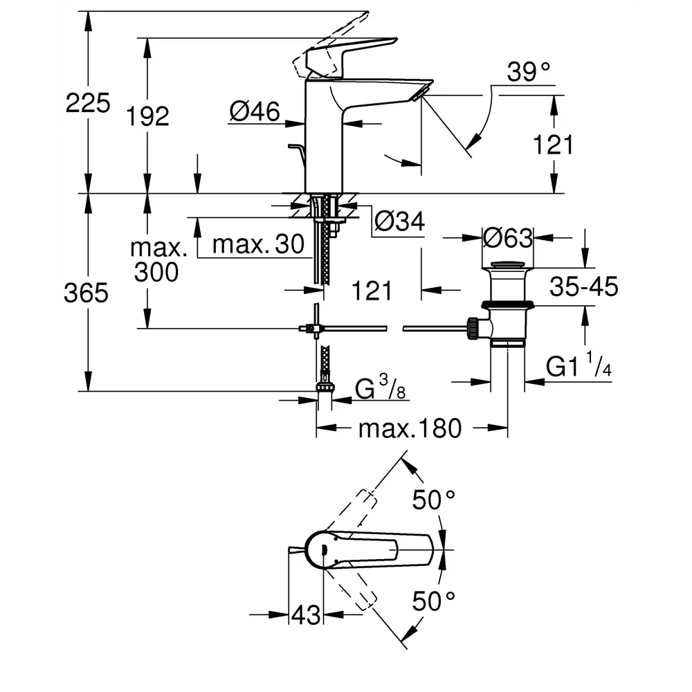 Смеситель для раковины Grohe Start однорычажный размер M цвет хром STLM-2133876 - Вид №3