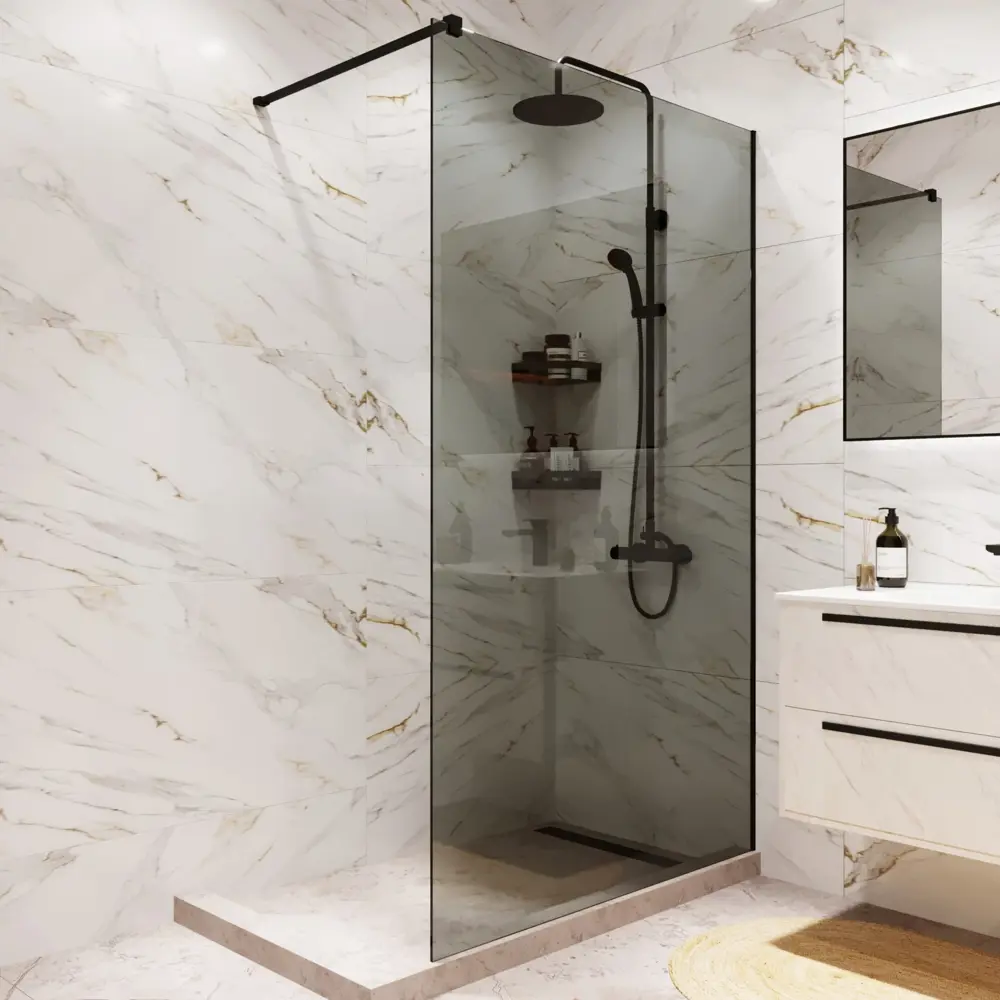 Душевая перегородка Mebelvann 100x200 см с черным профилем и тонированным стеклом 89372137 STLM-1371244 - Вид №4