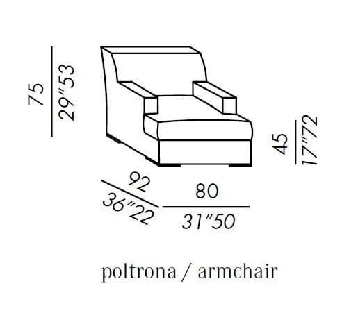 Тканевое кресло с подлокотниками Meridiani Джеймс ARCH-00048449 - Вид №2