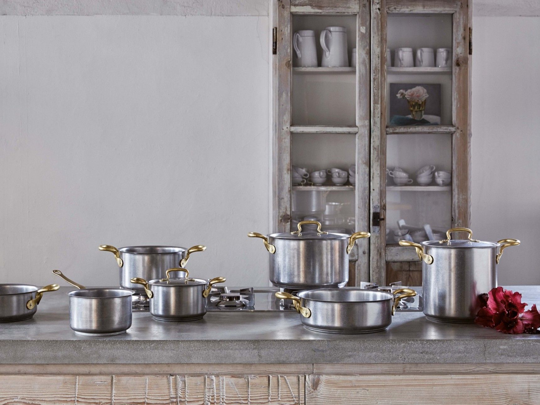 Высокий горшок из нержавеющей стали с крышкой с ручками Sambonet 1965 Винтаж ARCH-00081224 - Вид №5