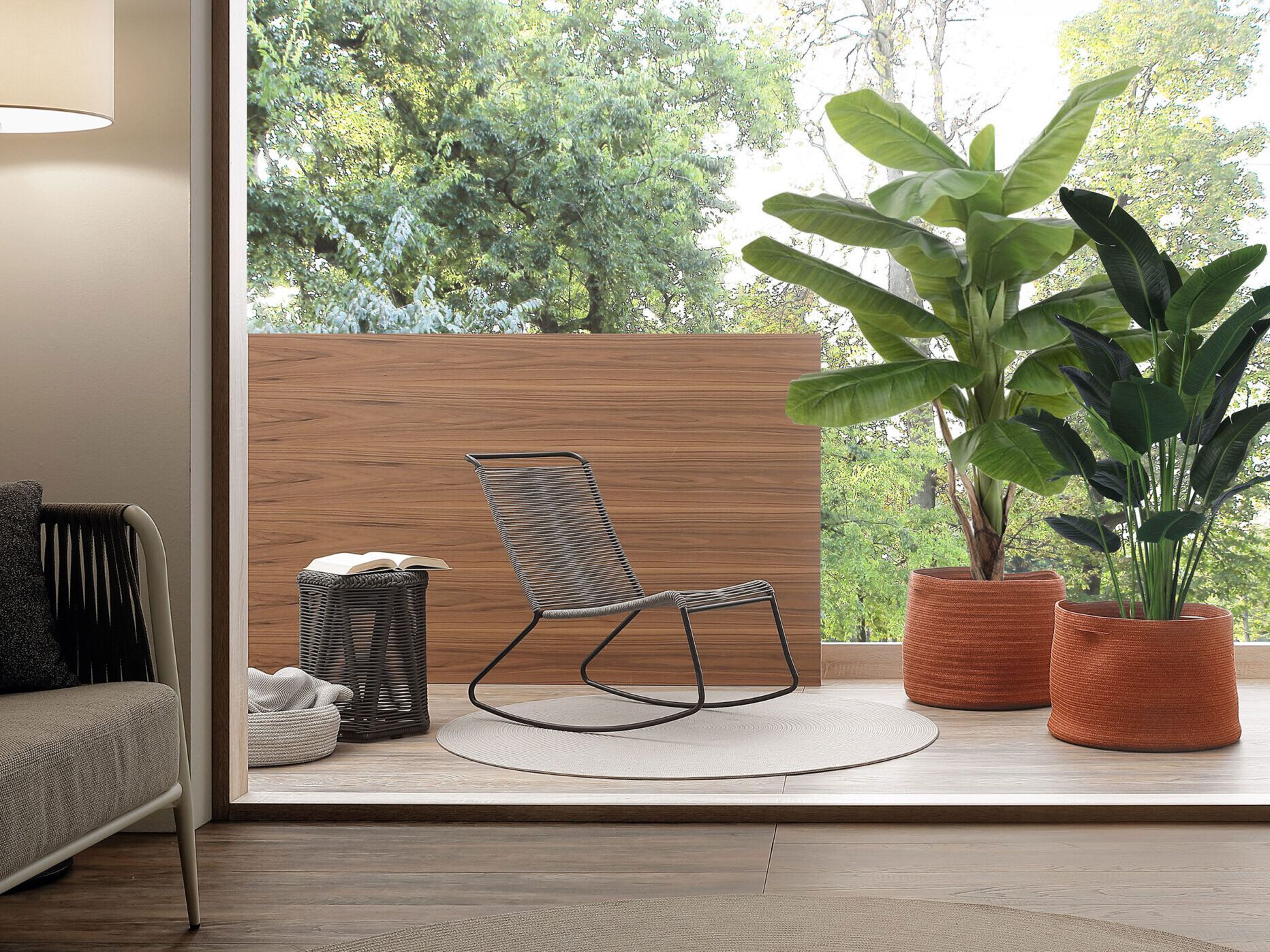 Плетеный алюминиевый садовый пуф Nodo Italia DIAMOND HIGH ARCH-00072482 - Вид №5