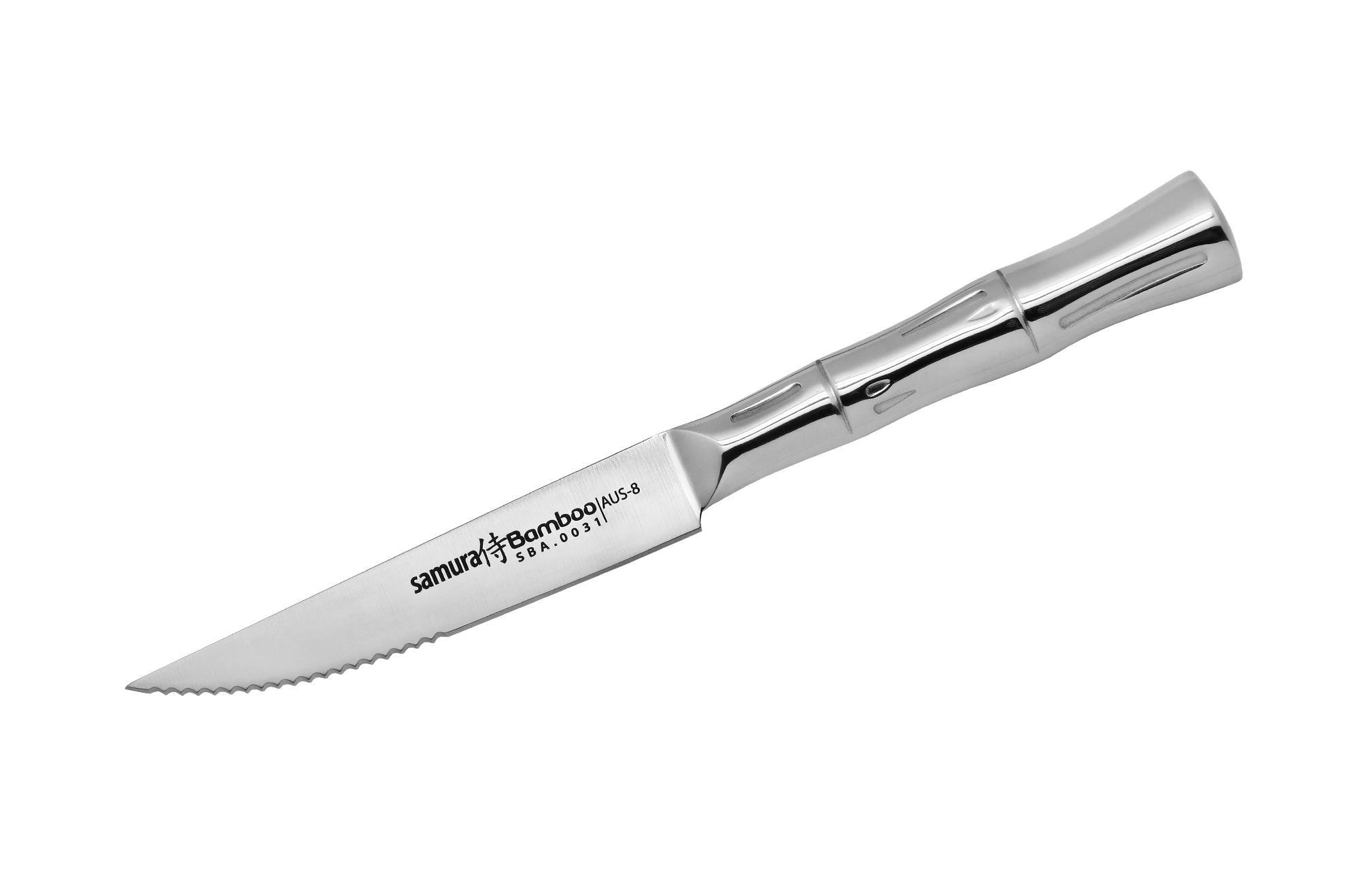 91276067 Нож кухонный " Bamboo" для стейка 110 мм, AUS-8 STLM-0531732 SAMURA