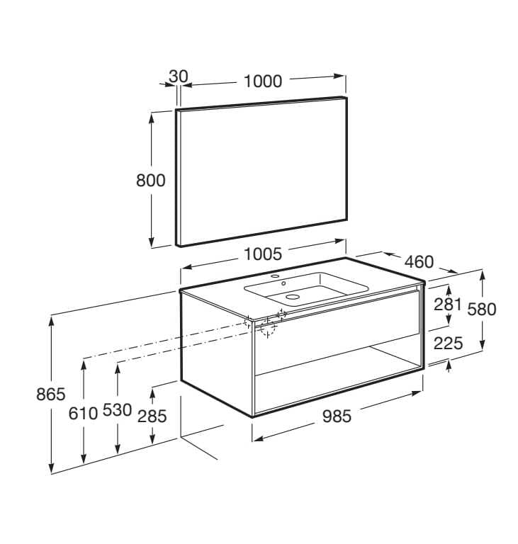 Деревянный подвесной умывальник с зеркалом Roca Tenor ARCH-00063463 - Вид №9
