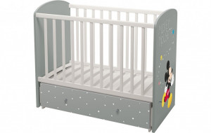 vpk-0001666.55 Кроватка детская Polini kids Disney baby 750 Микки Маус, белый-серый ВПК (Тополь)