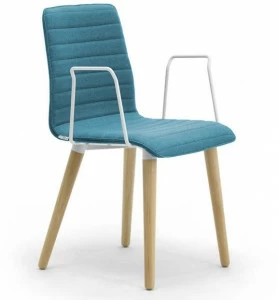 Leyform Приставной стул из дерева и ткани с подлокотниками Zerosedici