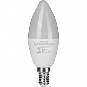 Лампа светодиодная E14 220-240 В 6.5 Вт свеча матовая 550 лм теплый белый свет OSRAM
