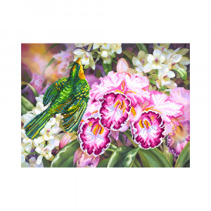 4173 Канва/ткань с рисунком Рисунок на шелке 37 см х 49 см "Нежная орхидея" Матренин посад