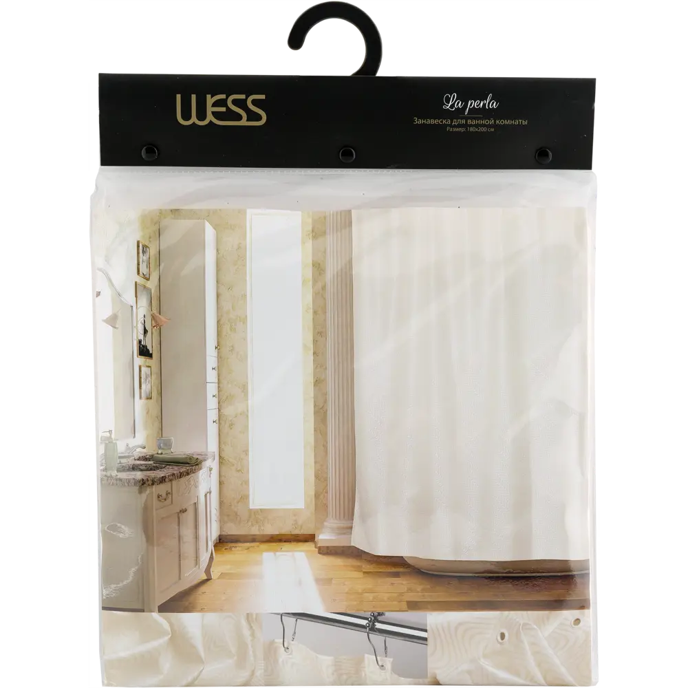 Штора для ванной комнаты «La perla» 180х200 см цвет бежевый WESS STLM-2057532 - Вид №5
