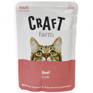 ПР0055978*12 Корм для кошек говядина в желе пауч 85г (упаковка - 12 шт) CRAFT FARM