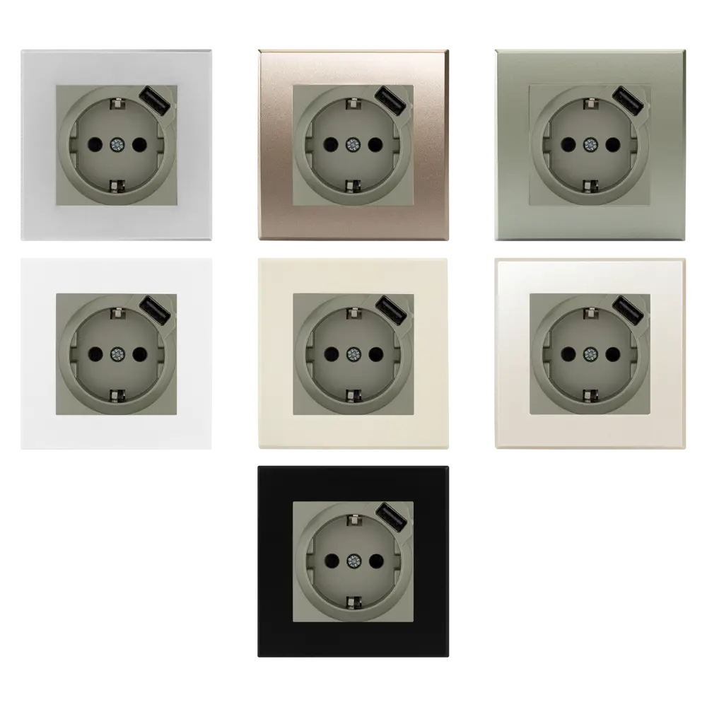 Розетка встраиваемая Lexman Виктория с заземлением разъем USB цвет матовая шампань STLM-2016825 - Вид №1