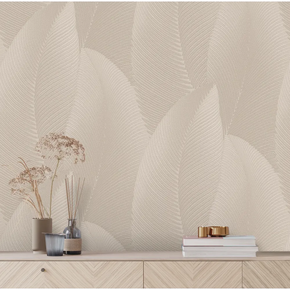 Флизелиновые обои Ateliero Divo бежевые с растительным орнаментом 89423693 STLM-1566104 - Вид №4