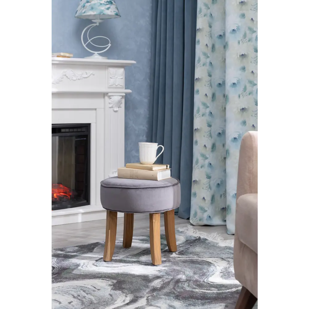 Табурет с мягкой обивкой цвет серый Atmosphera STLM-2051357 - Вид №3