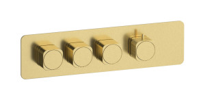 External part of thermostatic 3 ways, square plate, horizontal, Coral handle WE ARE IB eua326isneo_2 Brushed Pale Gold Aqua