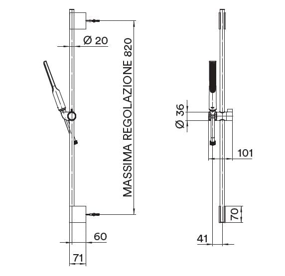 Латунный ручной душ с шлангом Bossini Apex ARCH-00081930 - Вид №2