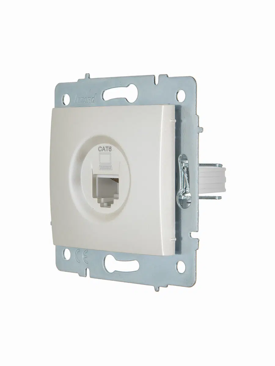 ASTI Розетка компьютерная жемчужно-белый перламутр механизм Cat 5e LEZARD 7081-3088-140 - Вид №3