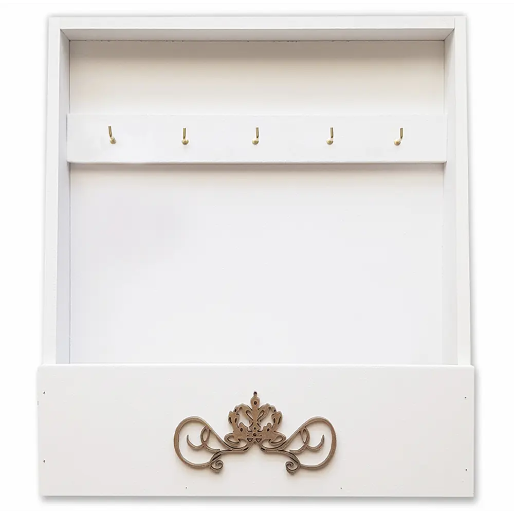 Ключница с полкой 22x28x6 мм МДФ цвет белый Santreyd STLM-2140019