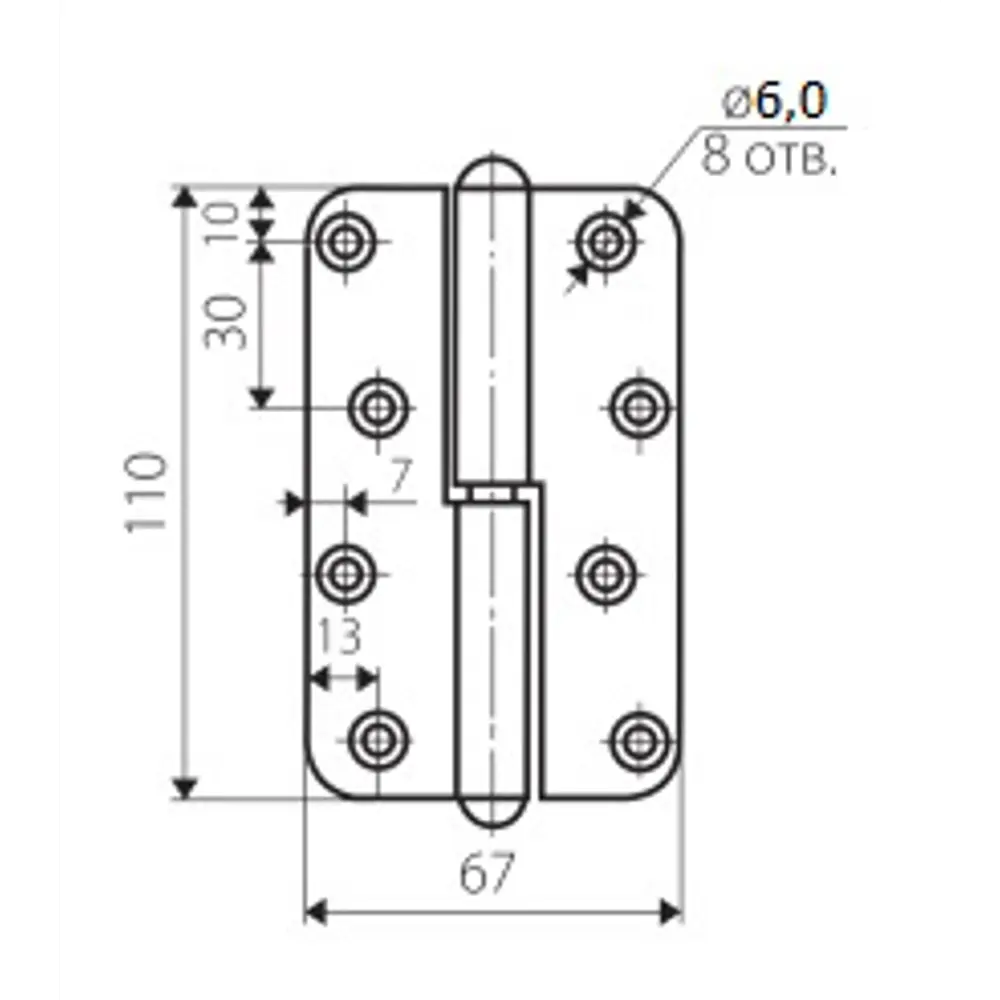 82105928 Петля съёмная левая ПН-110, 110x65 мм, сталь, цвет белый цинк STLM-0019044 Santreyd  - Вид №3