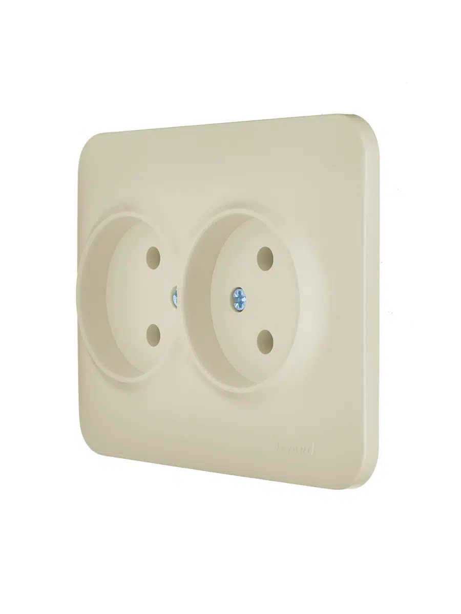 ASTI Розетка двойная б/з ПБТ крем LEZARD 7081-0300-128B