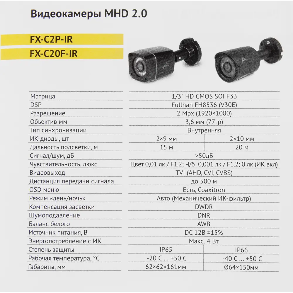 Камера уличная Fox FX-C1P-IR 2 Мп 2.8 мм 800p HD цилиндрическая Santreyd STLM-2129133 - Вид №5