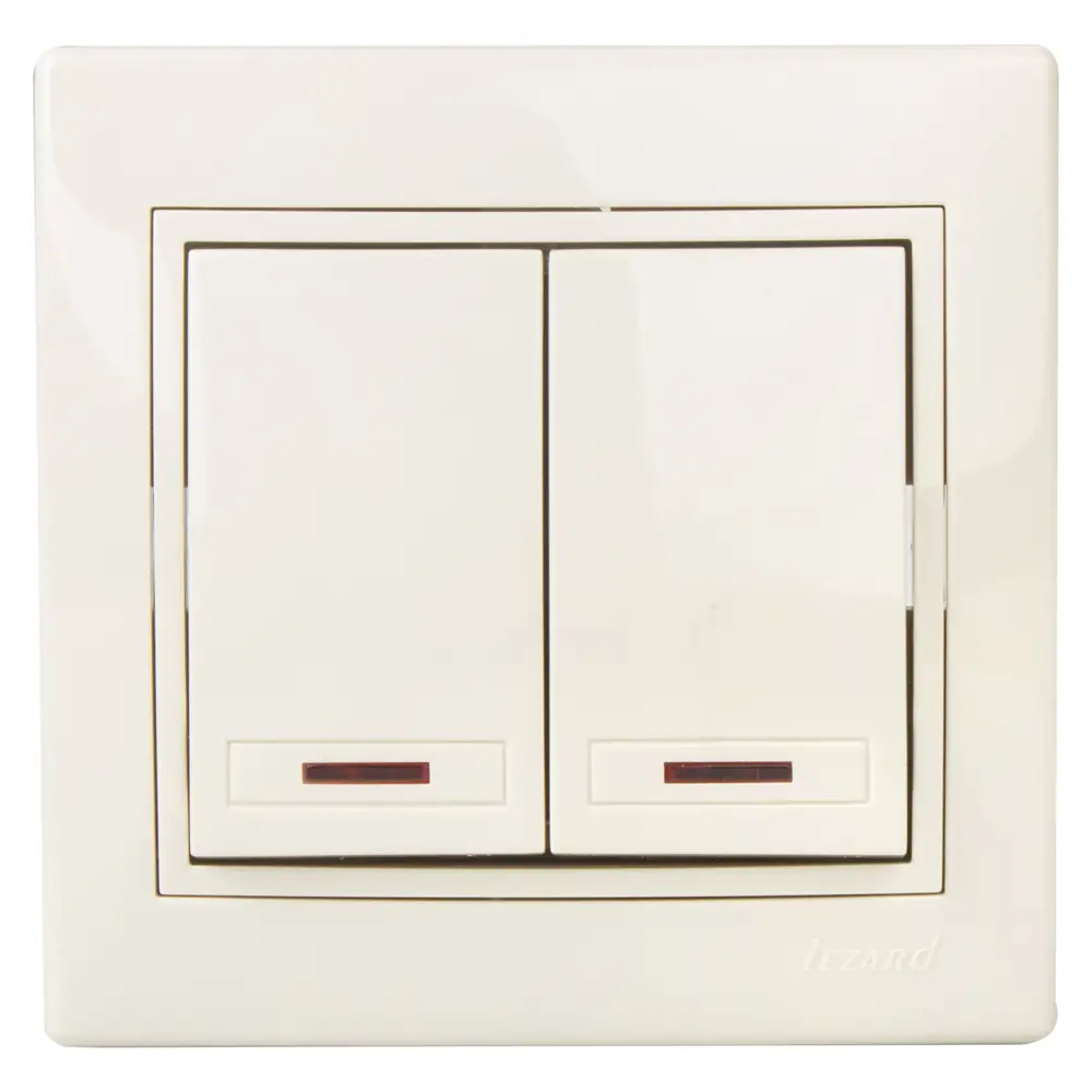 Выключатель Lezard Mira, 2-клавишный, с подсветкой и вставкой, кремовый STLM-2005624