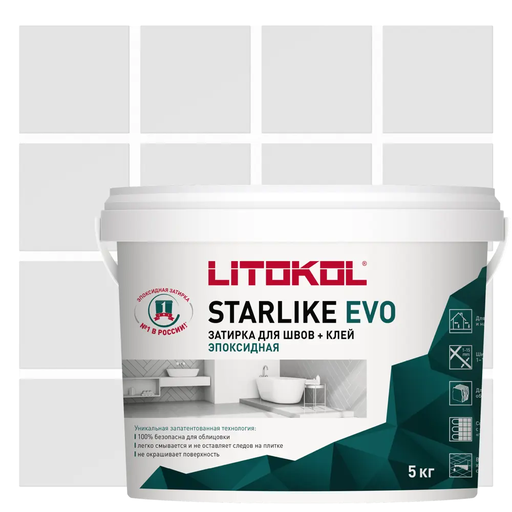 91038519 Затирка Litokol L0485110004 Starlike Evo S.100 Bianco Assoluto 5.30кг STLM-0946569