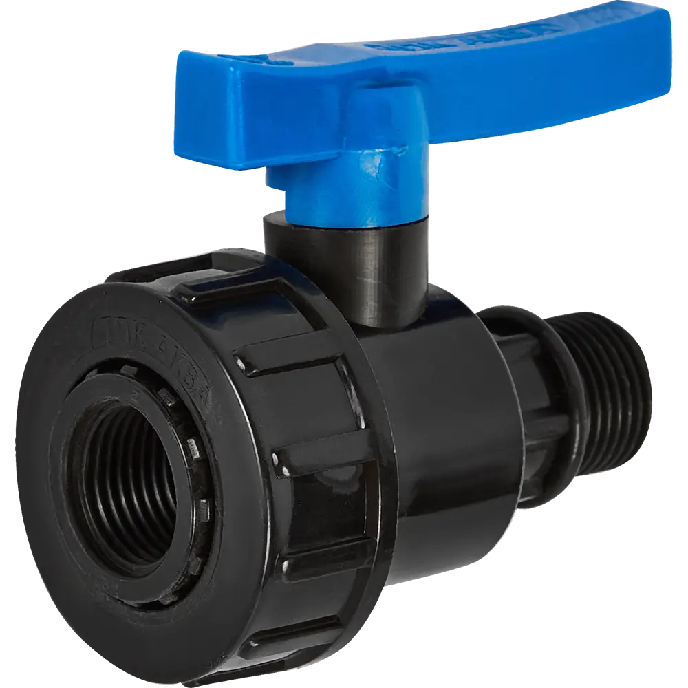 Кран шаровой прямой ТПК-Аква DN15 PN16 1/2" НР/ВР полипропилен ручка флажок 85358416 STLM-2164394 