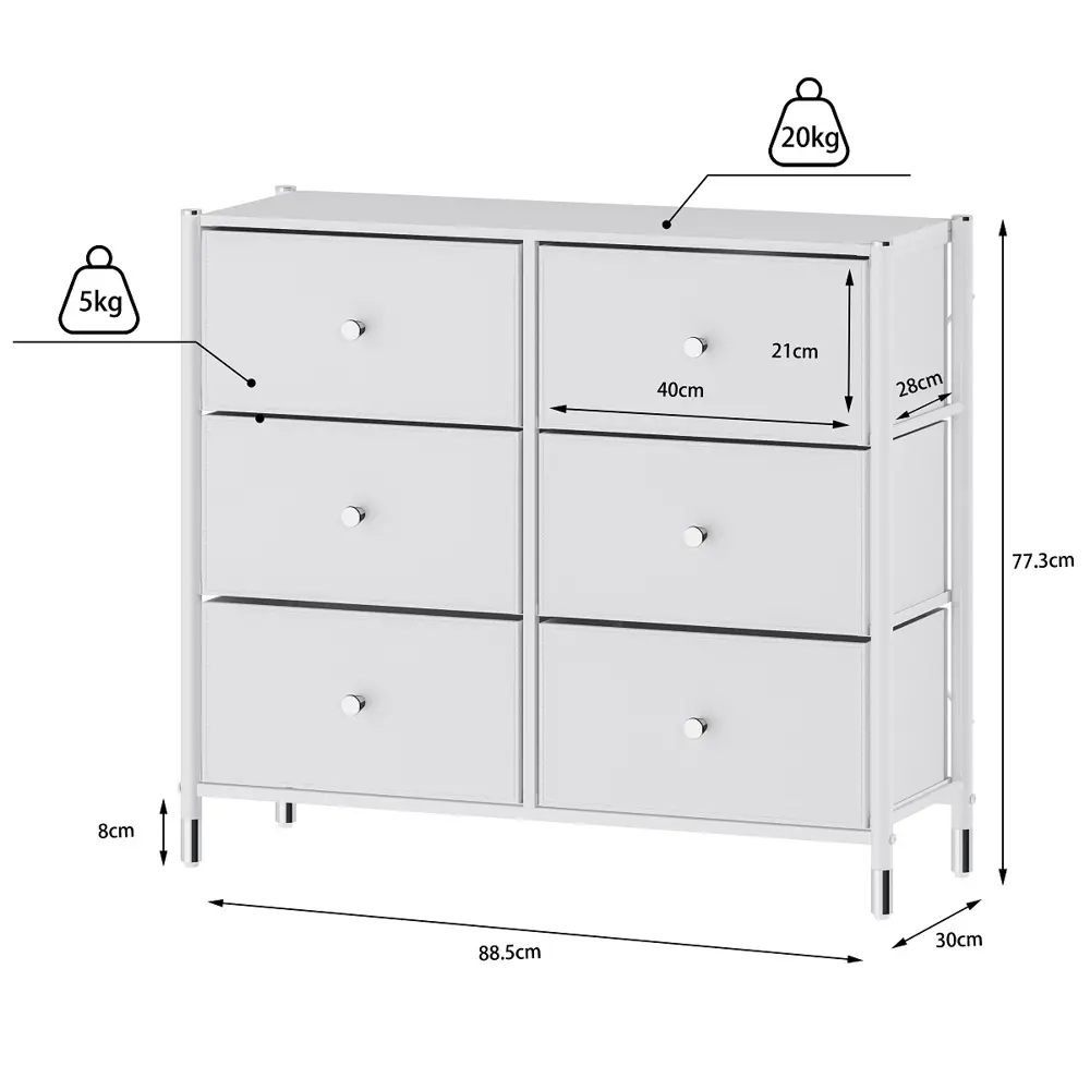 Комод Estares Commod classic 6 ящиков 89x30x78 см МДФ цвет белый