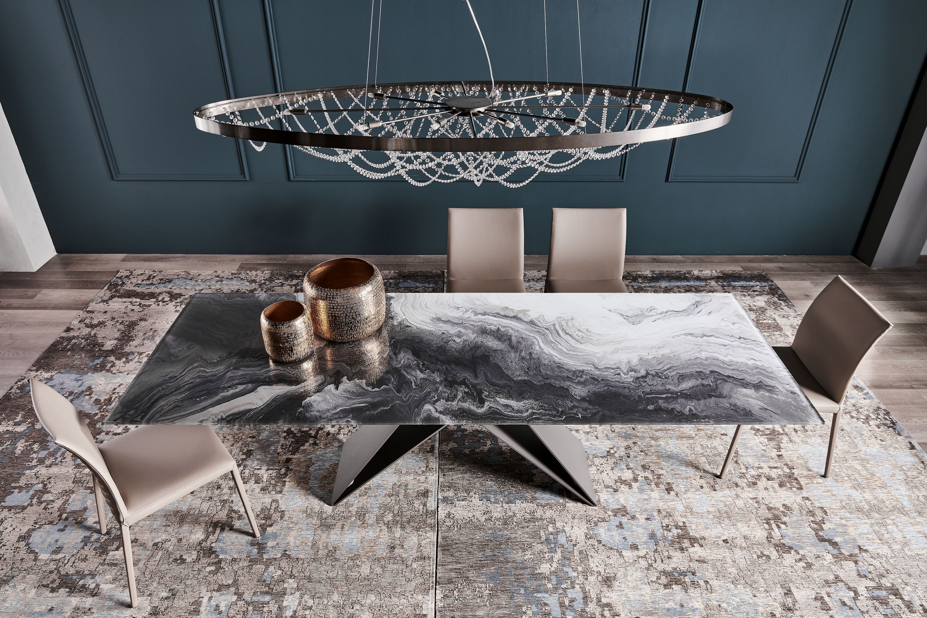 Прямоугольный стол из стали и хрусталя Cattelan italia Premier ARCH-00076362 - Вид №1