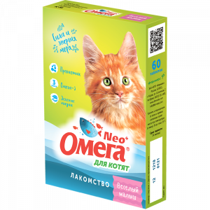 ПР0051266 Витаминное лакомство для котят «Веселый малыш» с пребиотиком и таурином Омега Neo+