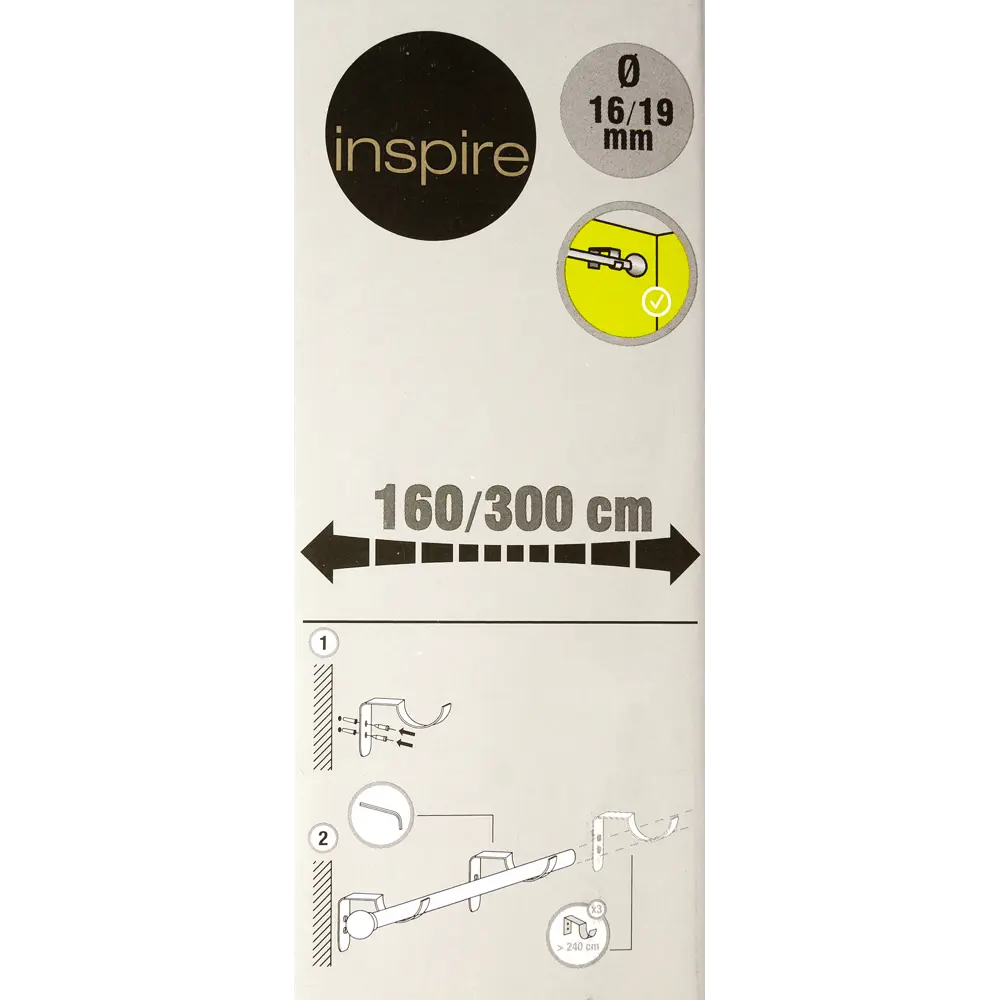 Карниз однорядный раздвижной Inspire Цилиндр 160-300 см цвет стальной матовый STLM-2201128 - Вид №3