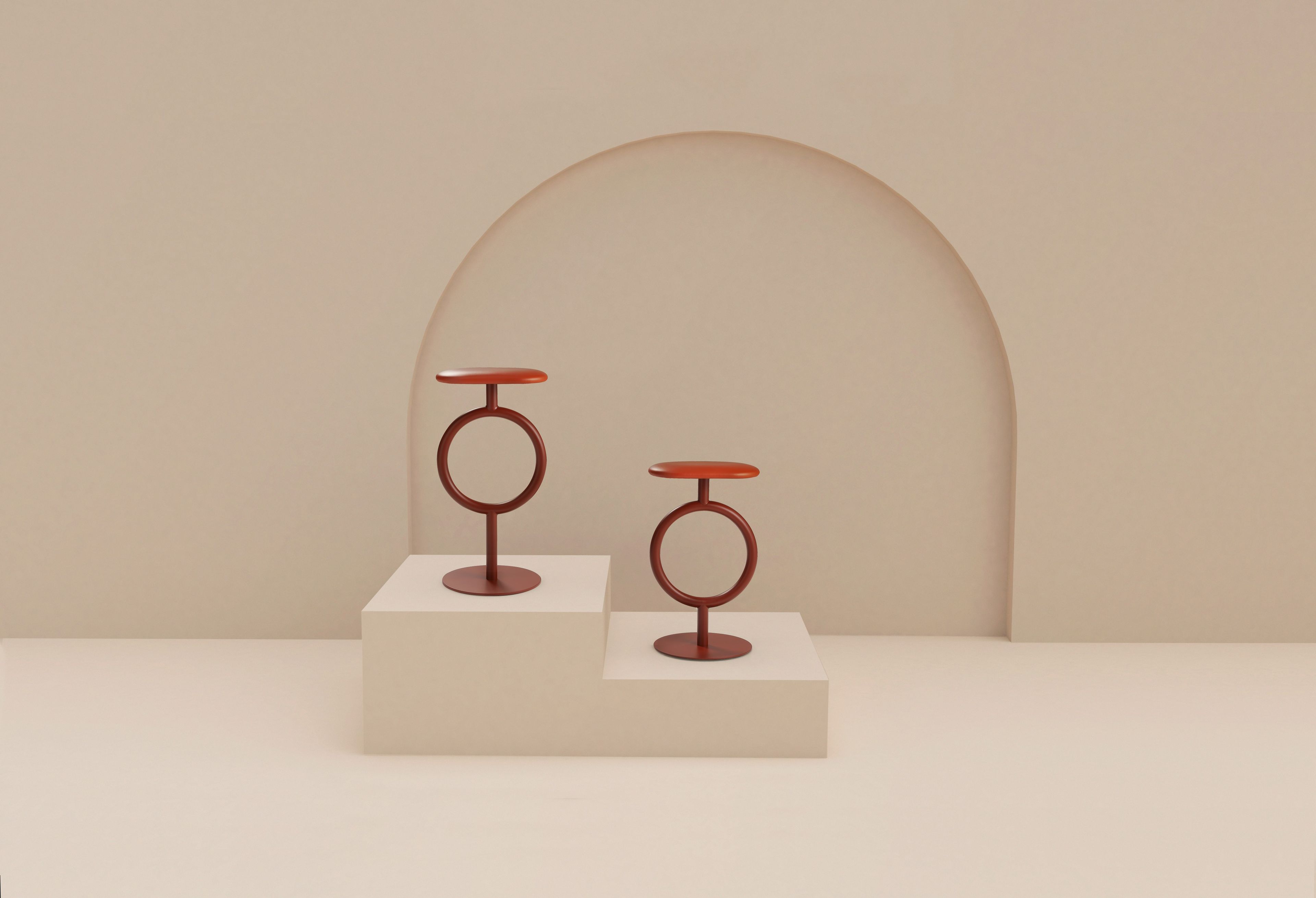 Стальной и кожаный табурет с подставкой для ног SANCAL ARCH-00039151 - Вид №4