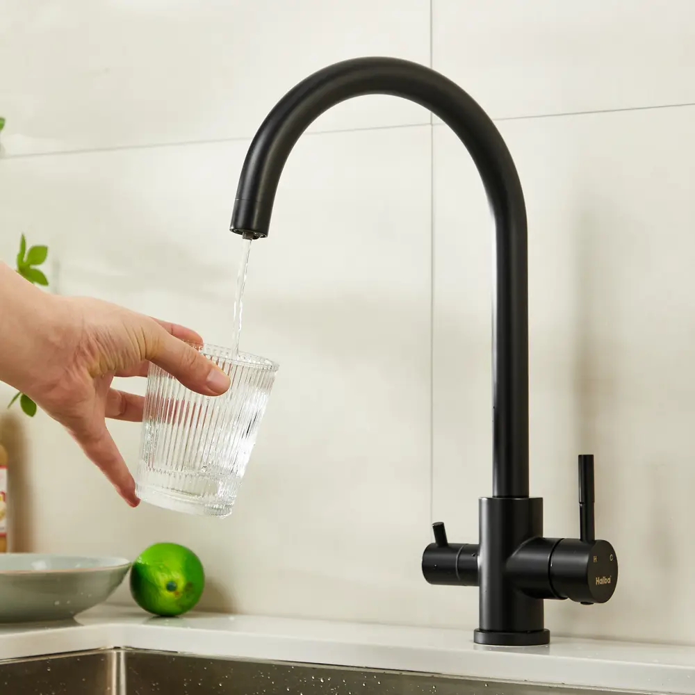 Смеситель для кухни Haiba черный с высоким поворотным изливом 89396811 STLM-1569269 - Вид №11