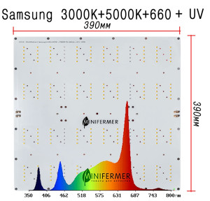 33450 Уценка Ver.1/120.39 Quantum board 390 х 390 Samsung lm301b 3000K + 5000К + Osram SSL 660nm+UV LAB.Space