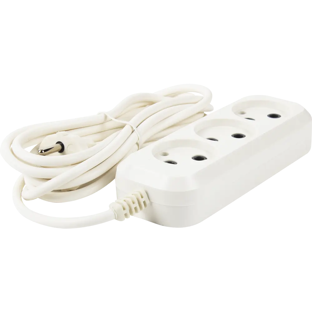 Удлинитель без заземления для маломощной техники 3 розетки 3 м цвет белый Santreyd STLM-2096966 - Вид №1