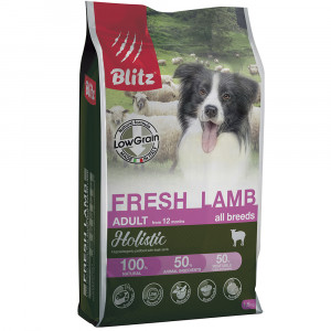 ПР0055610 Корм для собак Holistic низкозерновой, свежий ягненок сух. 1,5кг Blitz