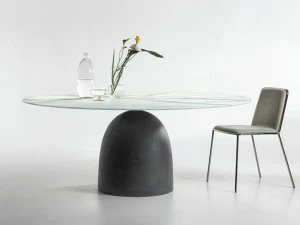 Lago Круглый стол с бетонным основанием и столешницей из xglass