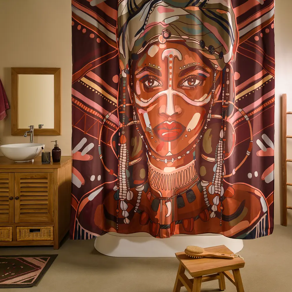 Штора для ванной Ethnic 180x200 см полиэстер цвет коричневый 86484758 STLM-2176106 WESS - Вид №6