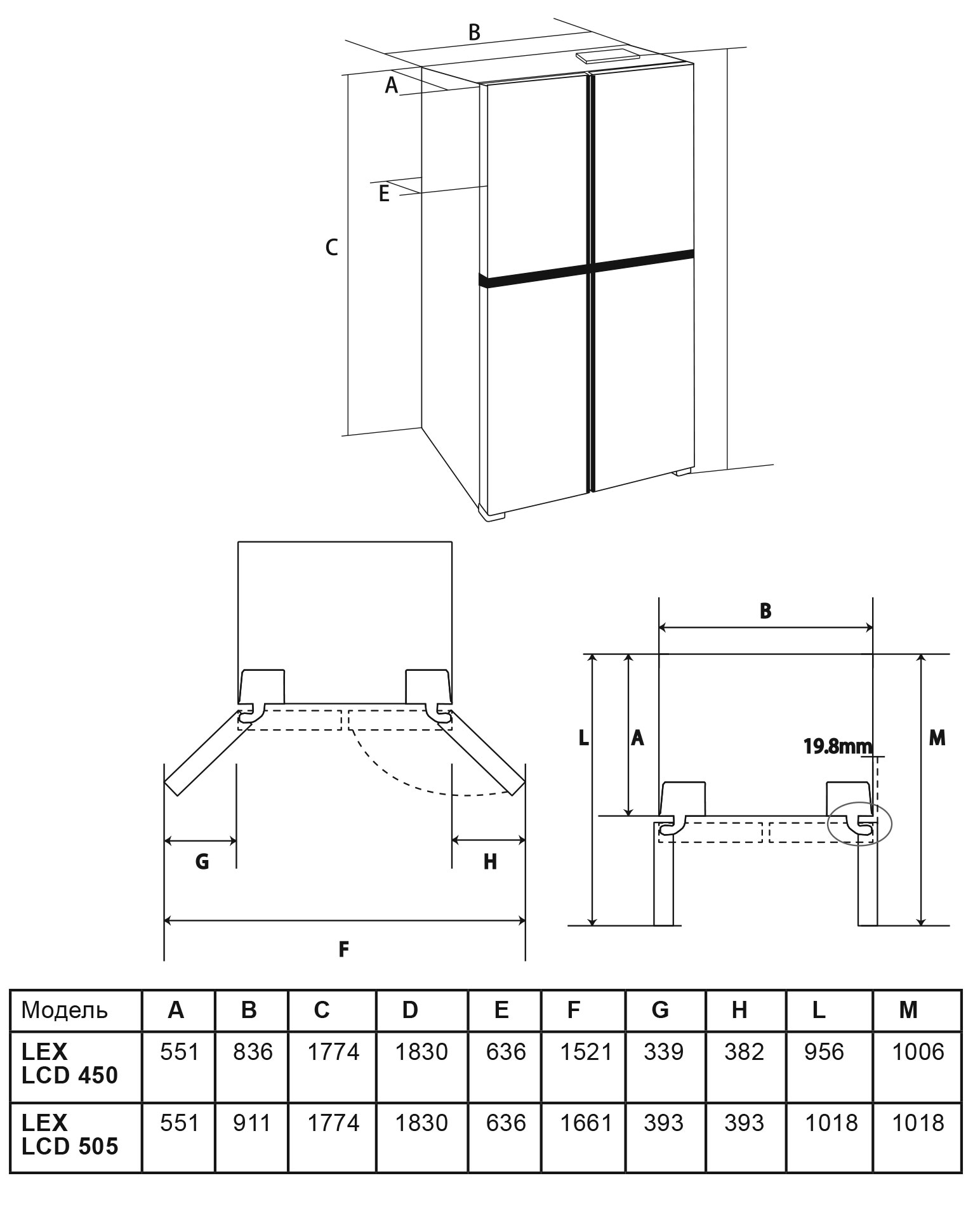 9087718 Холодильник многодверный   LEX LCD505GlGID золотистый STDN-0002851 - Вид №7