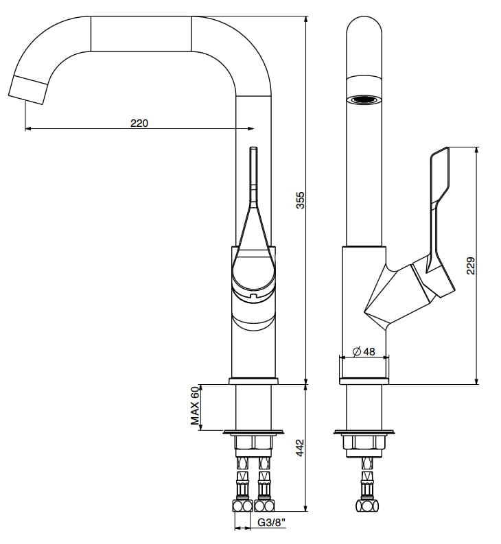 Смеситель для кухни с поворотным изливом GATTONI Tek ARCH-00141819 - Вид №2