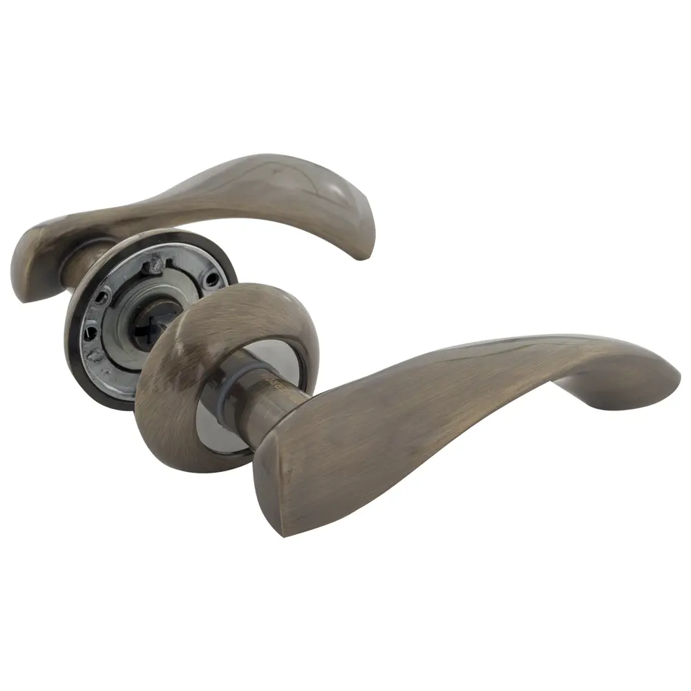 Ручки дверные на розетке Kerron DR7090, ЦАМ, цвет старая бронза STLM-2212572 - Вид №1