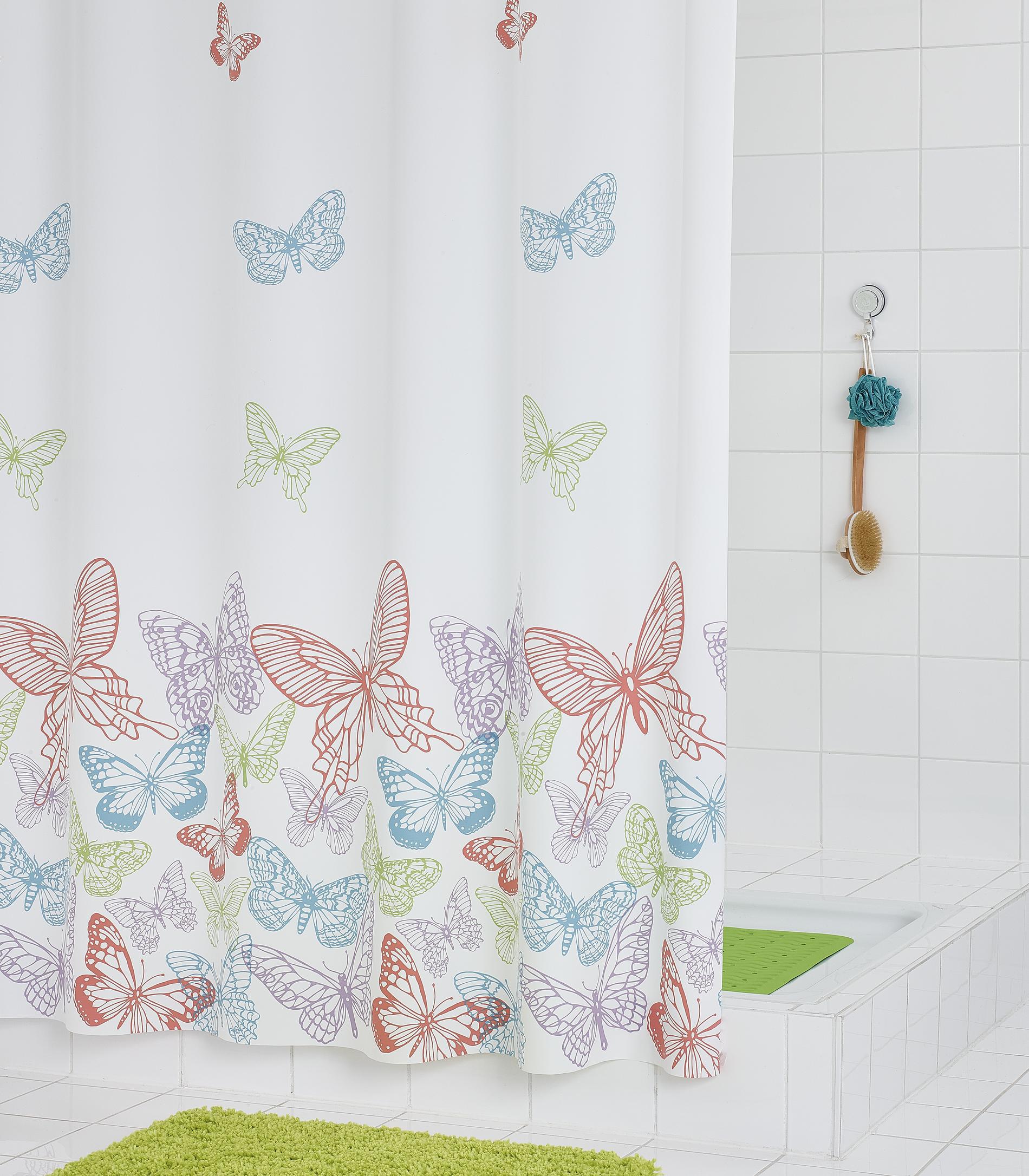 90255689 Штора для ванных комнат Papillon полупрозрачный/цветной 180х200см Шторка для ванной STLM-0152124 RIDDER