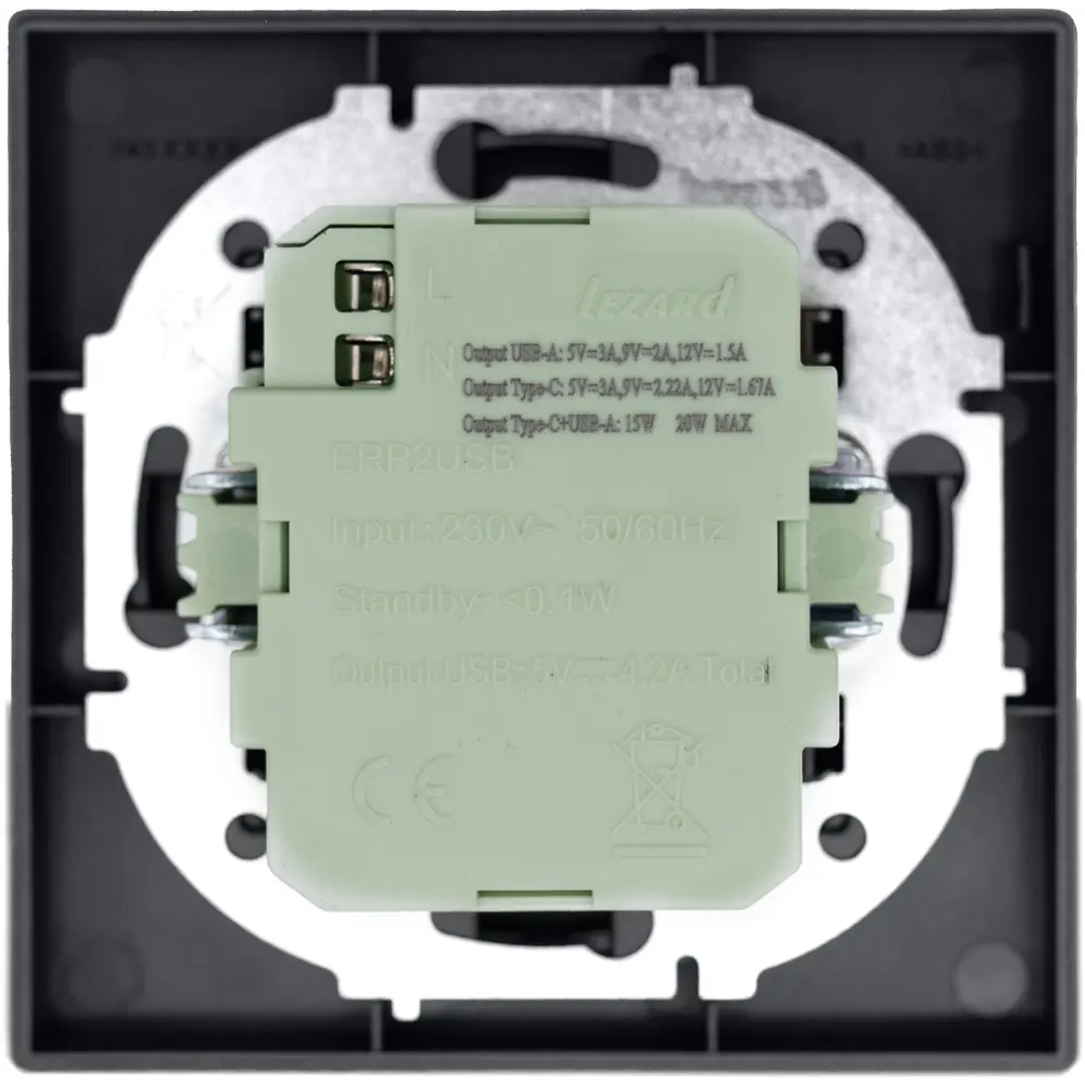 Розетка TC+USB встраиваемая Osen цвет серый LEZARD STLM-2024912 - Вид №6