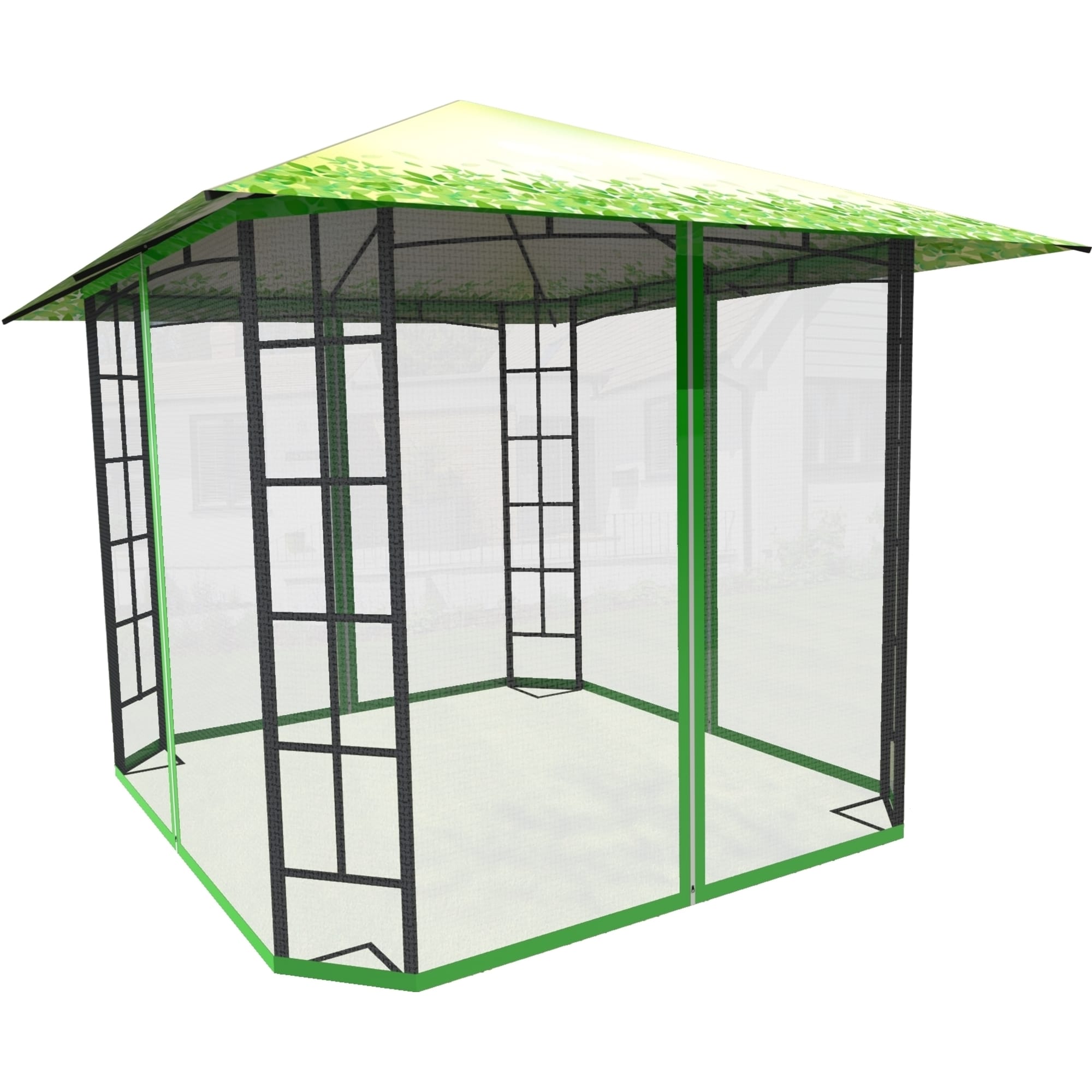 82697250 Шатер садовый с антимоскитной сеткой Ажур 3х3х2.65 м сталь зеленый (без штор) Santreyd  - Вид №1