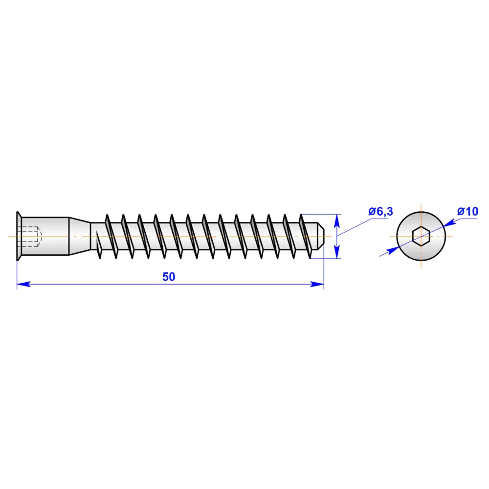 Конфирмат DIN 7541 6.3x50 мм сталь цвет цинк 8 шт Santreyd STLM-2159677 - Вид №1